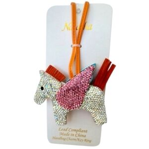 Pegusus Horse Reinstone Bag Charm/Keychain Accent with Pink Wings NWT